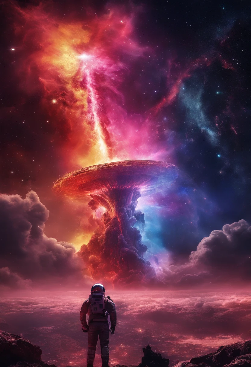 volcano exploding,Respingos de magma,Discos voadores gigantes na cratera,super-fino,Obras de mestres,melhor qualidade de imagem,ultra-claro,8K分辨率