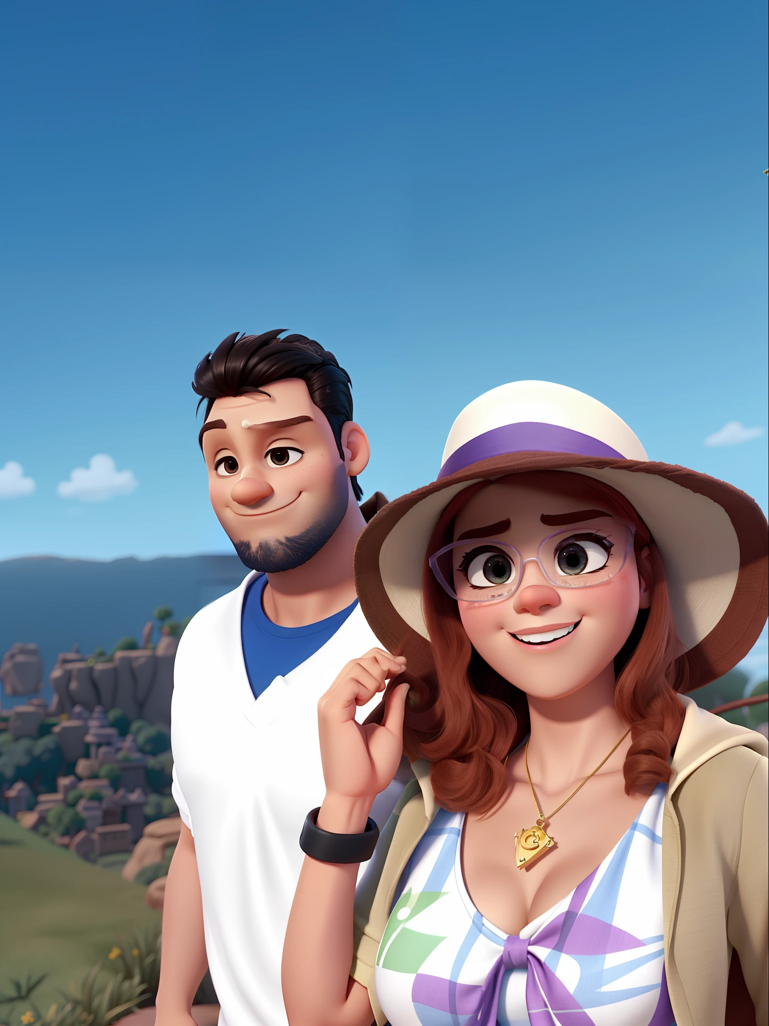 casal homem e mulher no estilo Disney Pixar, alta qualidade, melhor qualidade