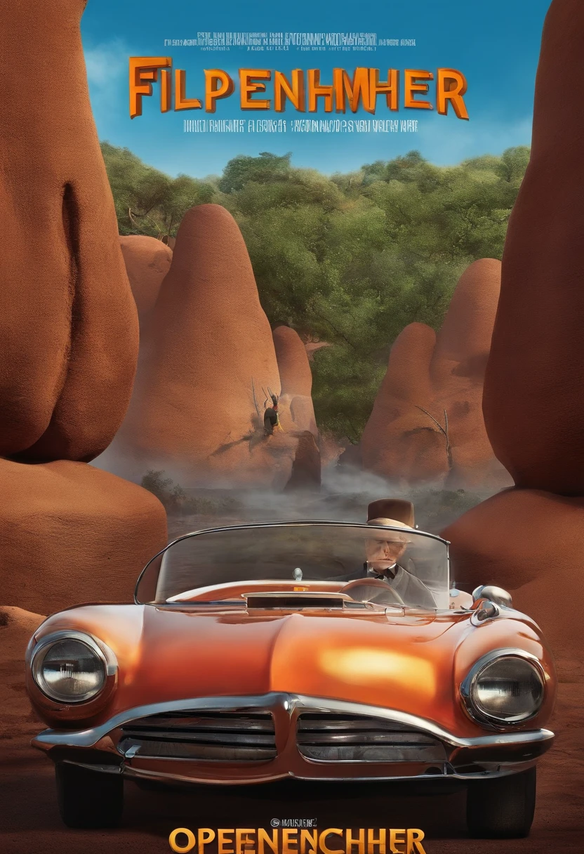 filme Oppenheimer 2023 estilo filmes Pixar, Com nome "Oppenheimer", poster, with credits