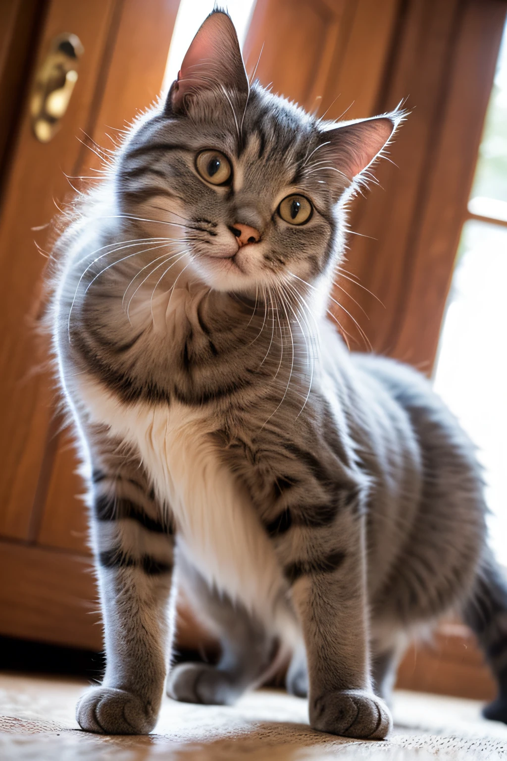 "Generate ultra-high-definition images of chic cats, A gray cat in a sweatshirt. Use advanced macro photography techniques、Highlight the intricate details of your cat's coat, lbeard, and expressive eyes.
Place the camera at the level of the peephole, Create an intimate connection between the audience and the cat subject. largeaperture,Achieve a shallow depth of field, Let the cat stand out clearly against a slightly blurred background.
Improve lighting to emphasize the texture and contour of the cat's body, avec un soft, Remove rough shadows、, Cosy atmosphere.
Scratch the cat in a relaxed position, But balanced, Show your flexibility and elegance. Try to capture moments in natural motion, Stretching, pubic hair beauty, etc., Convey realism.
Implement post-processing techniques to improve image clarity, Contrast, and color balance, Protect all aspects, From the intricate patterns of cats to their intense gaze,And come with suitable sunglasses, Rendered in amazing detail.
finally, Convey the gentle beauty and innate elegance of cats,, Capture fleeting moments,Celebrate the uniqueness of cat curiosity and balance."