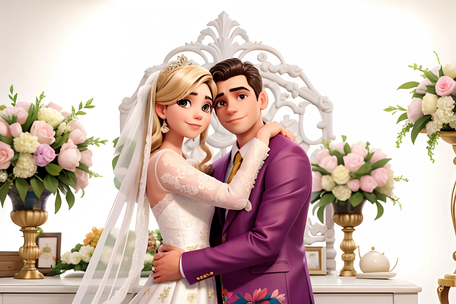 Noivos posando para foto em frente a um arranjo floral, noivos, Casal feliz, Malika Favre, casamento luxuoso, Alex Miranda, Lovely couple, david rios ferreira, casamento, foto do casamento, daniel mirante, andrea rocha, fotografia de casamento profissional, Olivia de Bernardinis, Jaqueline E, caio santos, fotografia de casamento, pano de fundo