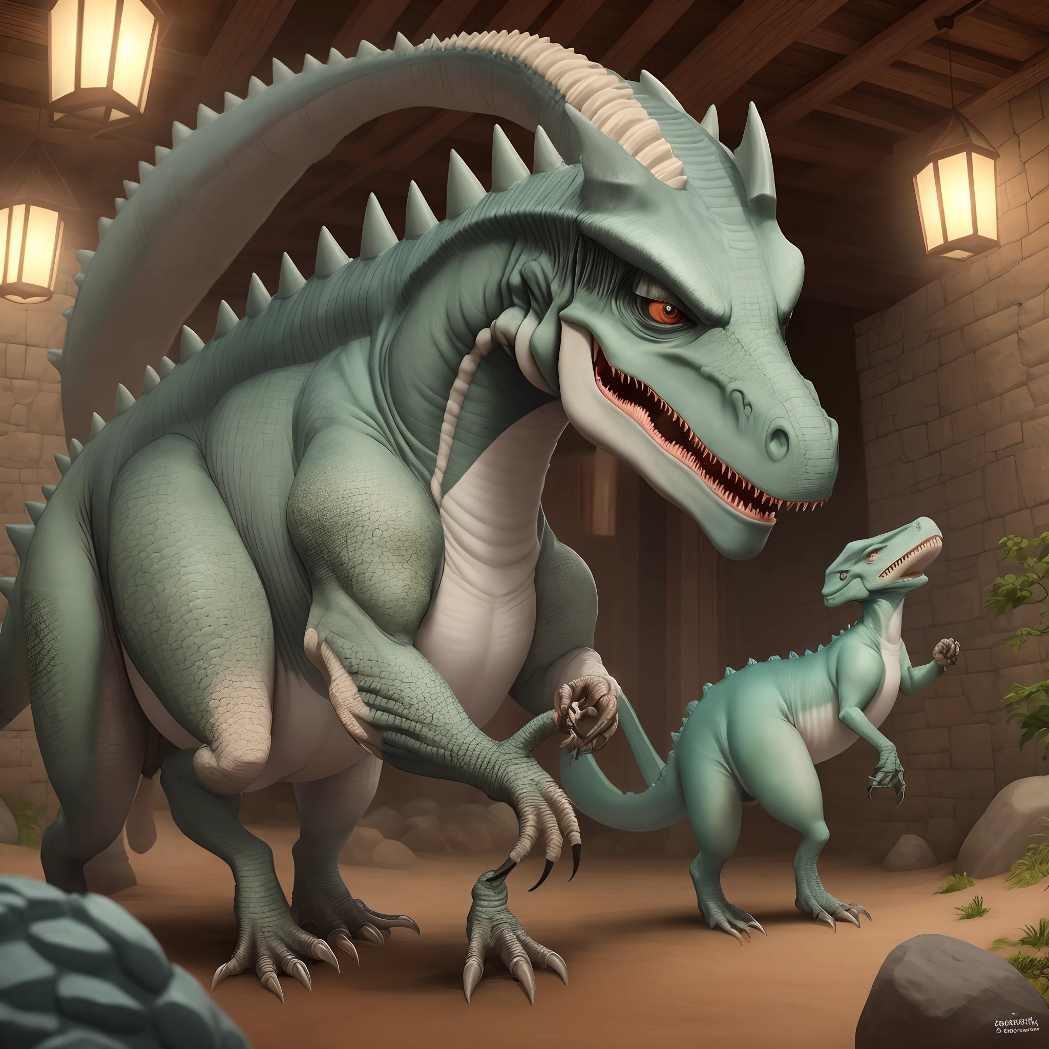 Uma estrutura medieval
Q se assemelha a um redemoinho com varios dinossauro