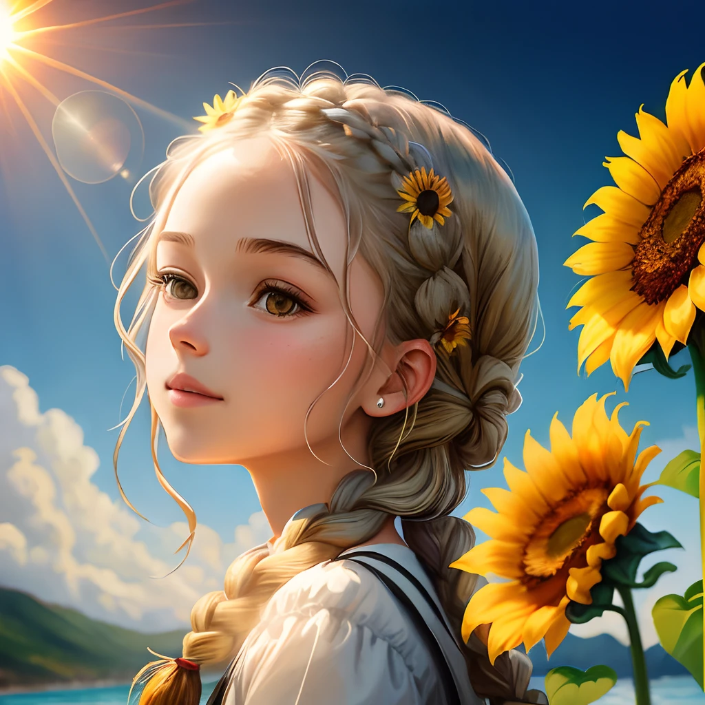 Sun flower　girl with　Braids