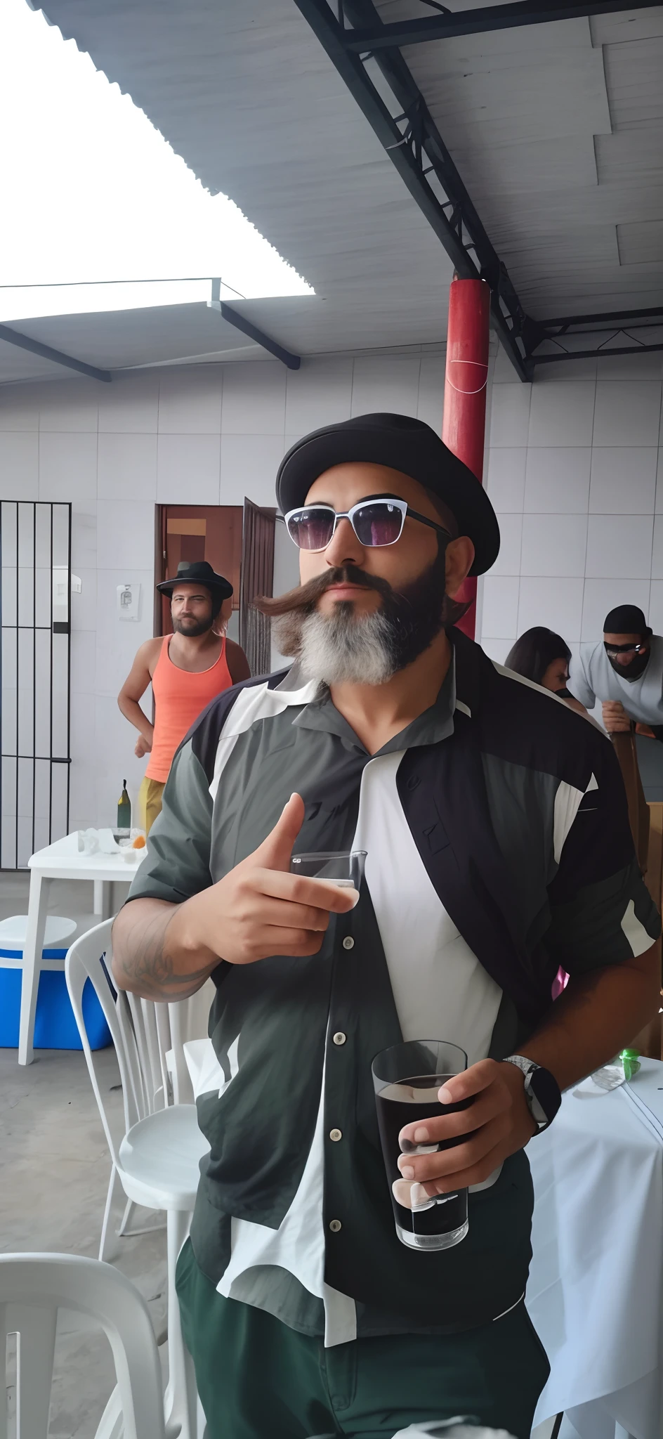 There's a man with a beard and hat holding a glass, david rios ferreira, Alarcon Cartunista, taken in the early 2020s, olhando heckin legal e elegante, foto de perfil, Pablo Amaringo, luis melo, edu souza, ástor alexander, foto de perfil, Carmelo Blandino, maximus jacobs, Pablo Oliveira