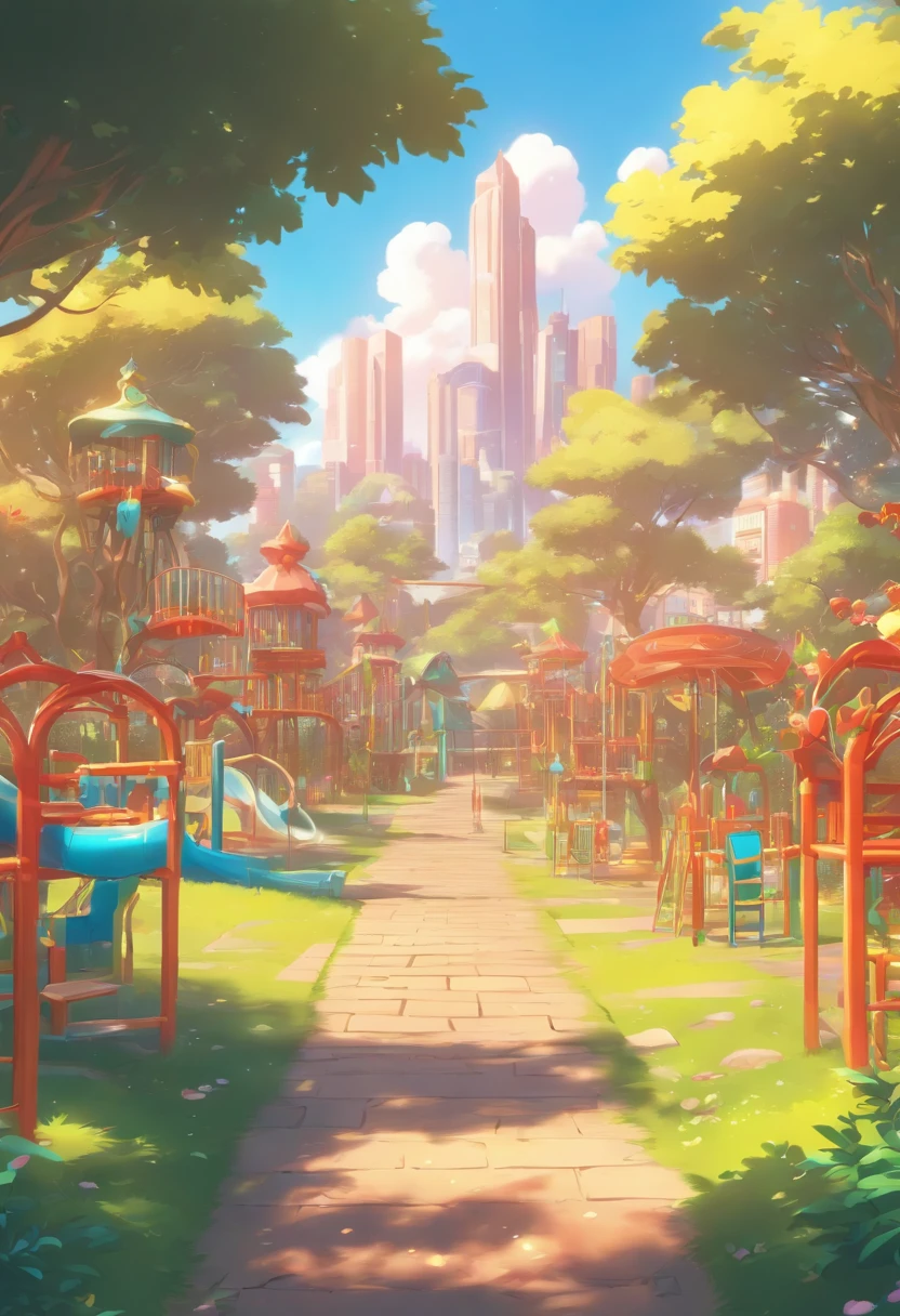 classic looneytune style cartoon playground park setting for a background animated video
