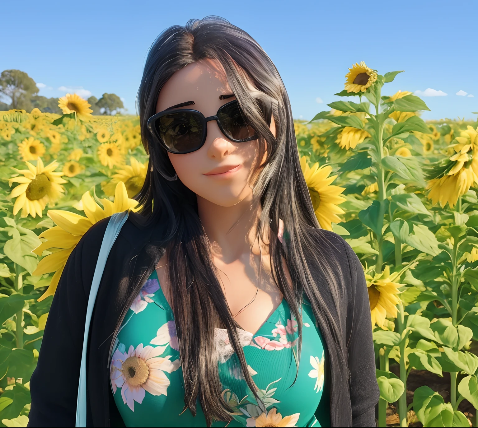Mulher, Sunflowers scenery, alta qualidade