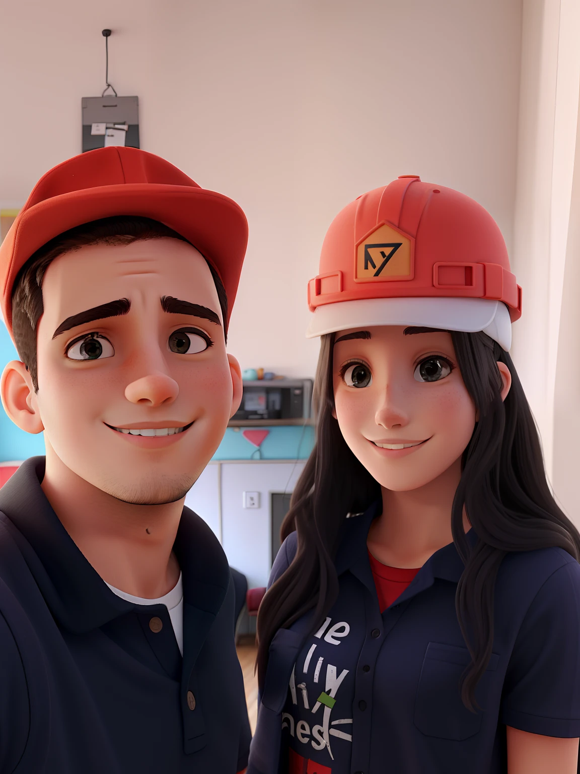 Um jovem casal vistoriando o apartamento, em obras.