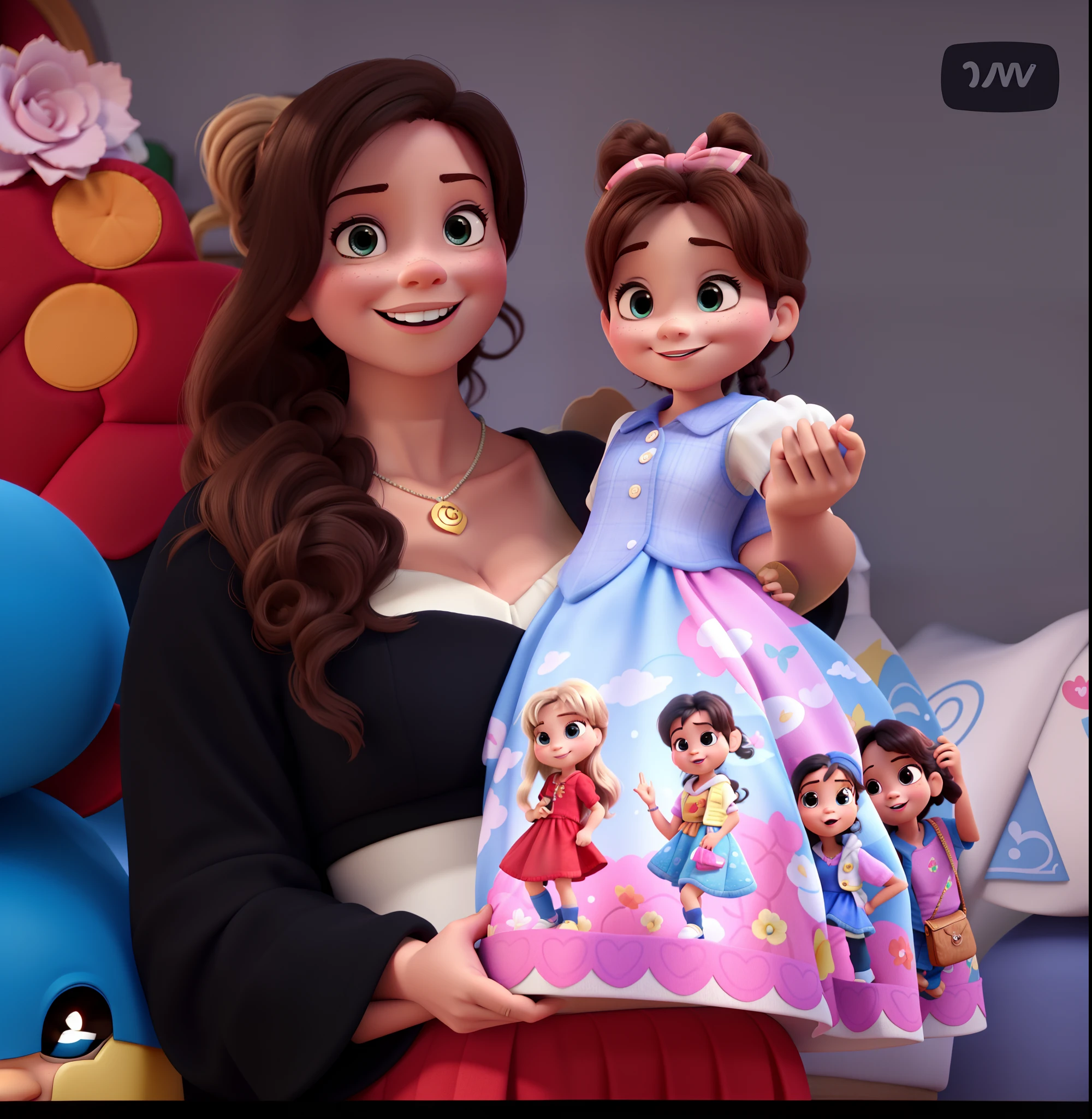 Mommy and  girl Disney Pixar style, imagem de alta qualidade, muita qualidade