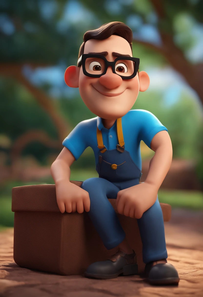 Cartoon character of a man with black glasses and a blue shirt, animation character, Caractere estilizado, animation style rendering, 3D estilizado, Arnold Maya render, 3 d render stylized, toon render keyshot, Personagem 3D, Personagem 3D, 3d rendering stylized, 3 d character render, personagem de desenho animado, Personagem de close up, Pose de personagem, (Estilo Pixar) (master part:1.2) (Bokeh) (best quality) (pele detalhada) (textura detalhada) (8k) (argila) (Cinematic lighting) (foco nítido