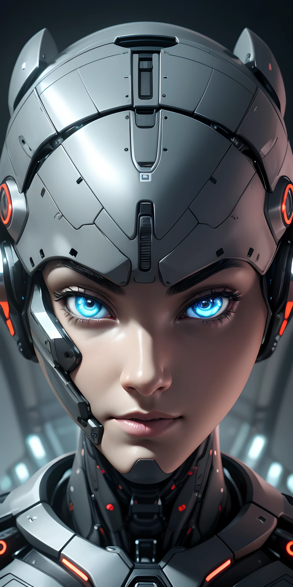 A robot with a human appearance, with well-defined and expressive facial features, such as eyebrows, eyes, nose and mouth. The photo could be taken in a futuristic environment, with neon lights and advanced technology in the background, to convey the idea that it is an artificial intelligence, with 8k resolution and very realistic appearance --auto --s2
