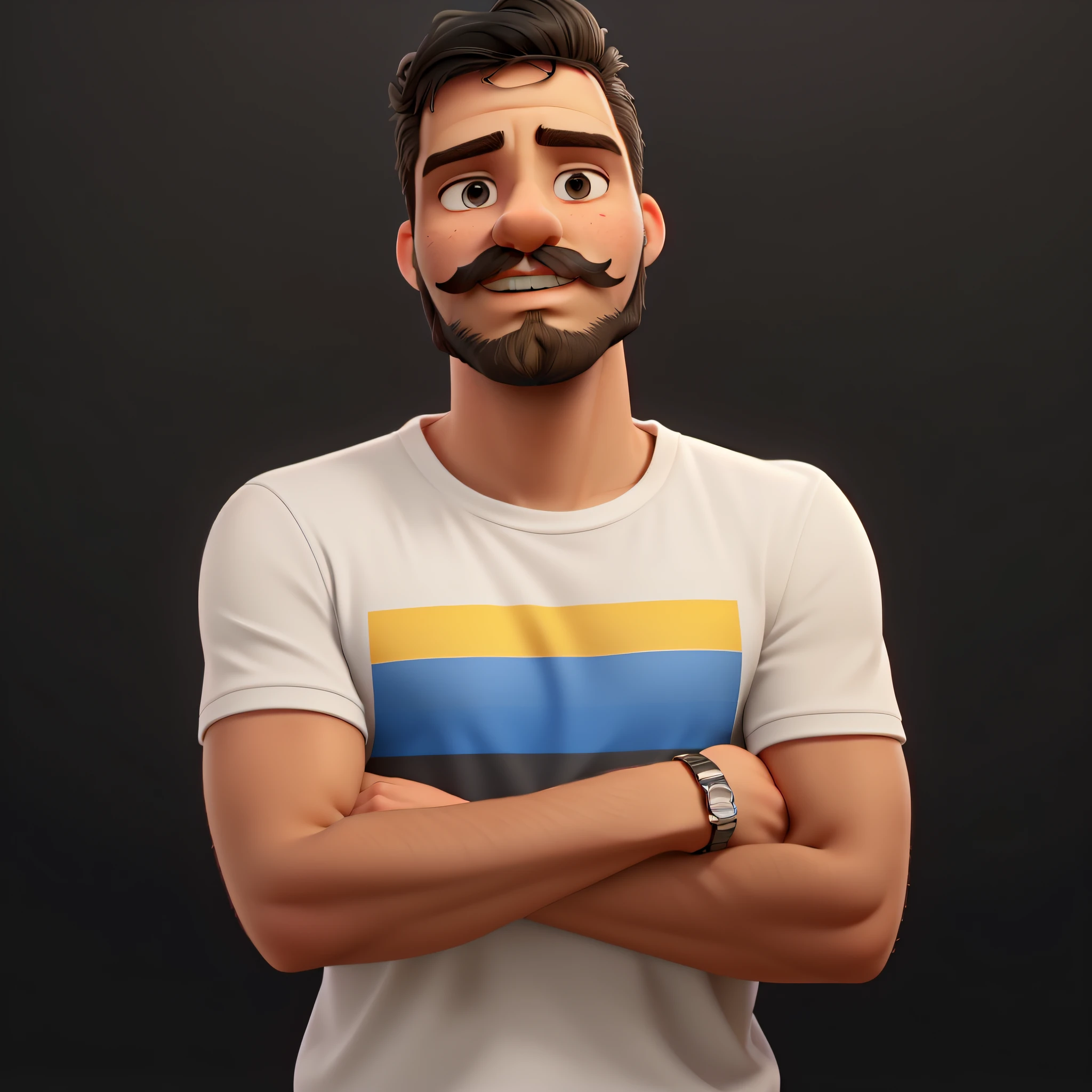 white boy, of medium height, black hair and thin beard, with an apparent mustache, with a small quiff