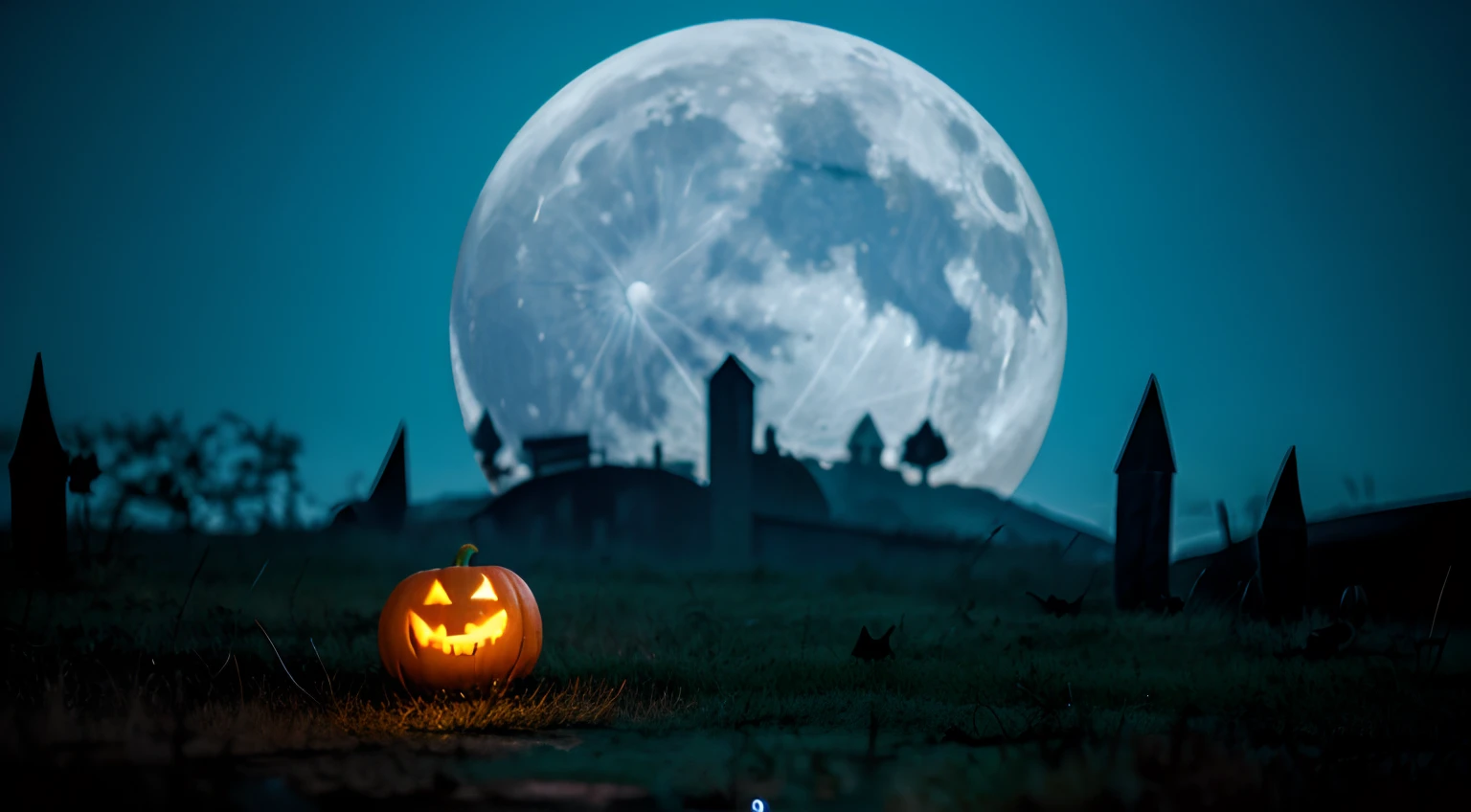 A Horror Nightmare Gothic Landscape Backdrop, Halloween Ambiented, Tarde en la noche, Luna azul, Bats in the sky