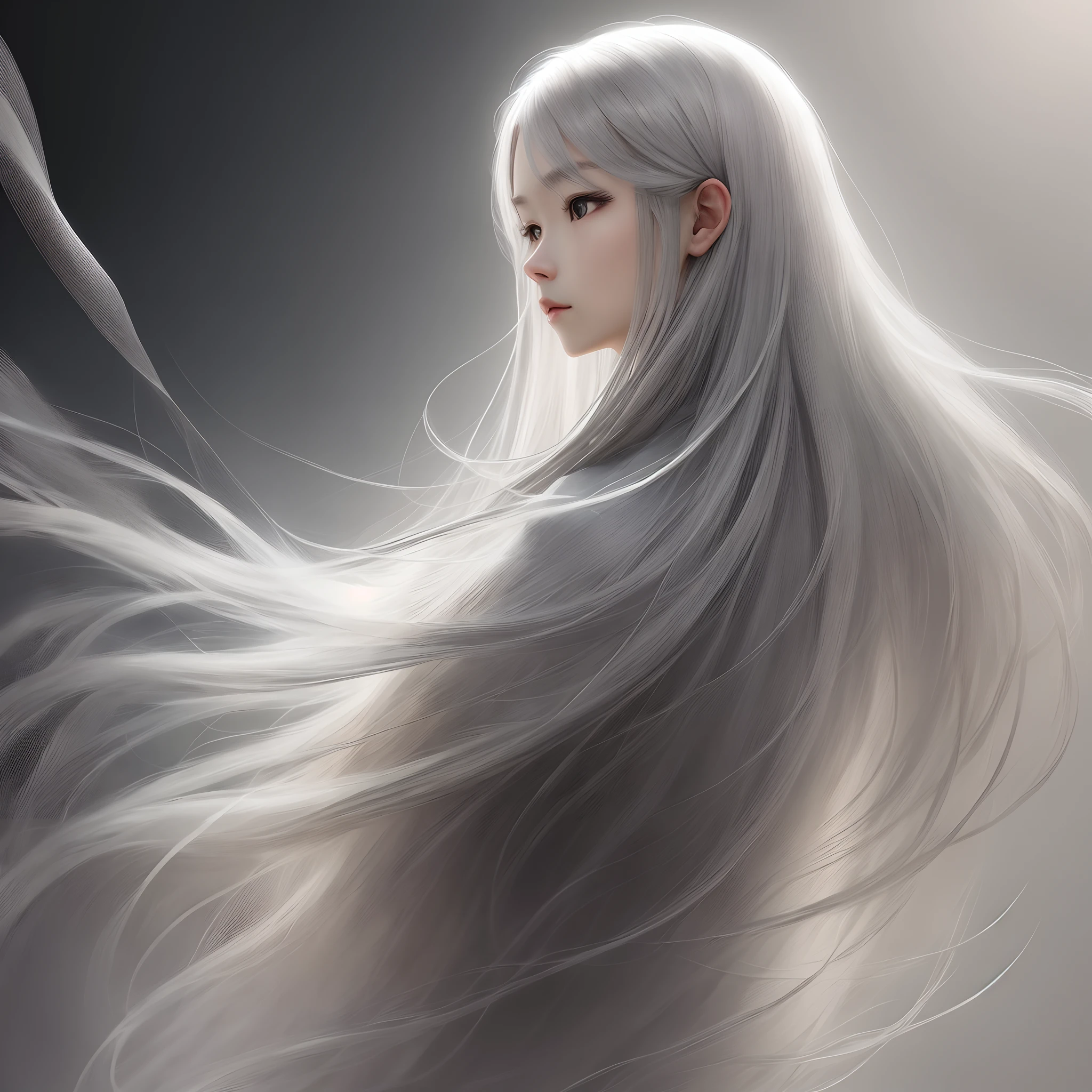 Design art Long gray hair Cool