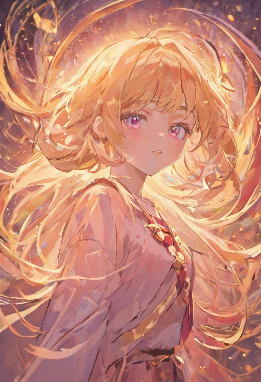 Female: ,Caucasians,Flesh pink wavy waist-length hair,With bangs,gold eyes