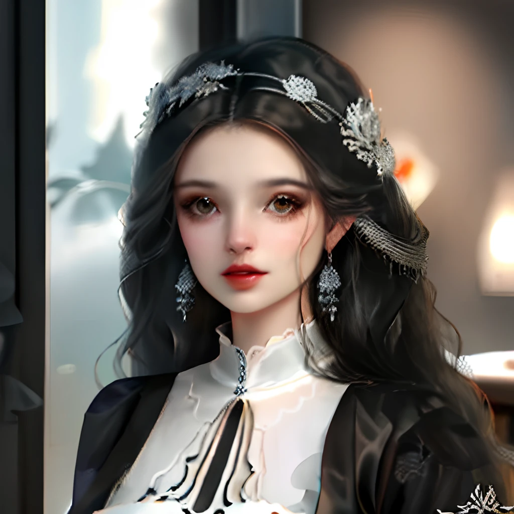 Criar uma mulher Designer de Interiores, com corpo curvilineo, elegante, cabelo longo preto, olhos expressivos castanhos, olhar sedutor, num escritorio, projetando