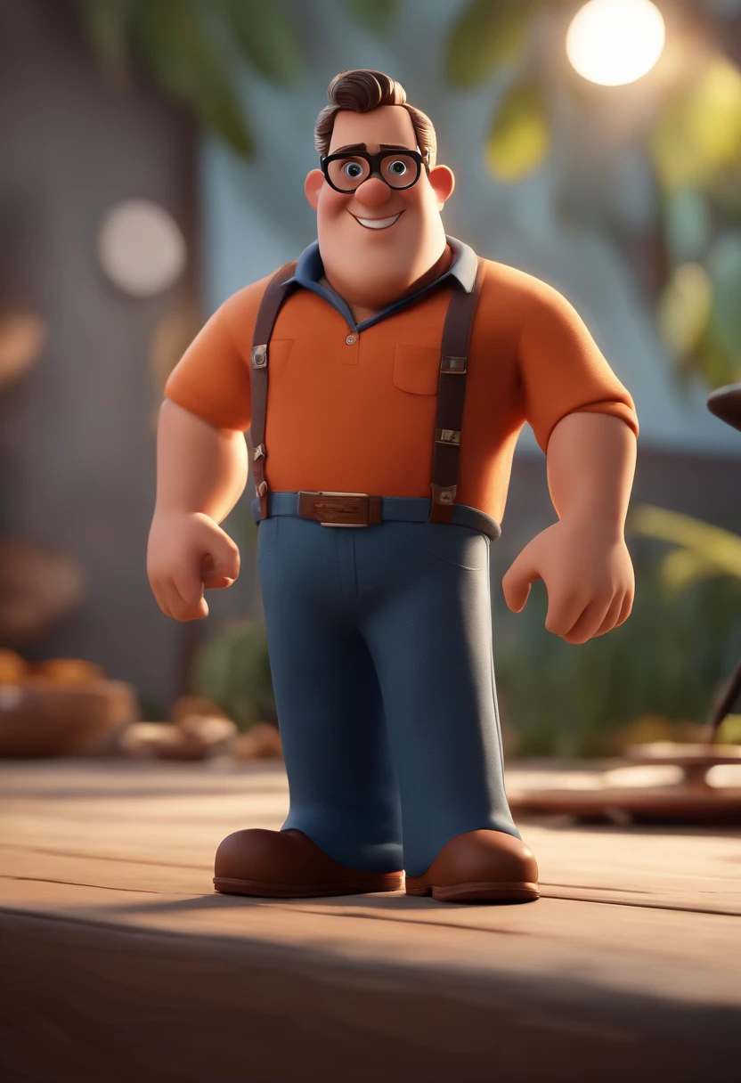 Cartoon character of a man with black glasses and a blue shirt, animation character, Caractere estilizado, animation style rendering, 3D estilizado, Arnold Maya render, 3 d render stylized, toon render keyshot, Personagem 3D, Personagem 3D, 3d rendering stylized, 3 d character render, personagem de desenho animado, Personagem de close up, Pose de personagem, (Estilo Pixar) (master part:1.2) (Bokeh) (best quality) (pele detalhada) (textura detalhada) (8k) (argila) (Cinematic lighting) (foco nítido