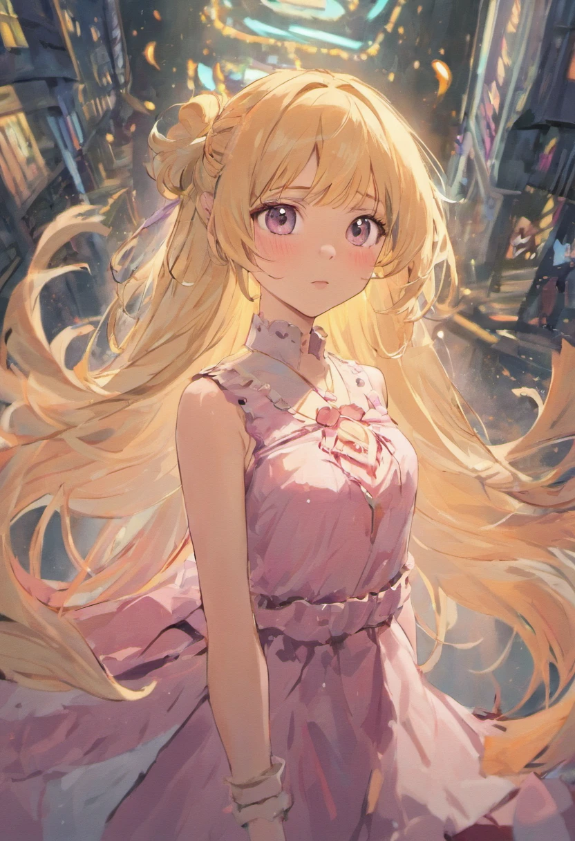 Female: ,Caucasians,Flesh pink wavy waist-length hair,With bangs,blonde eyes