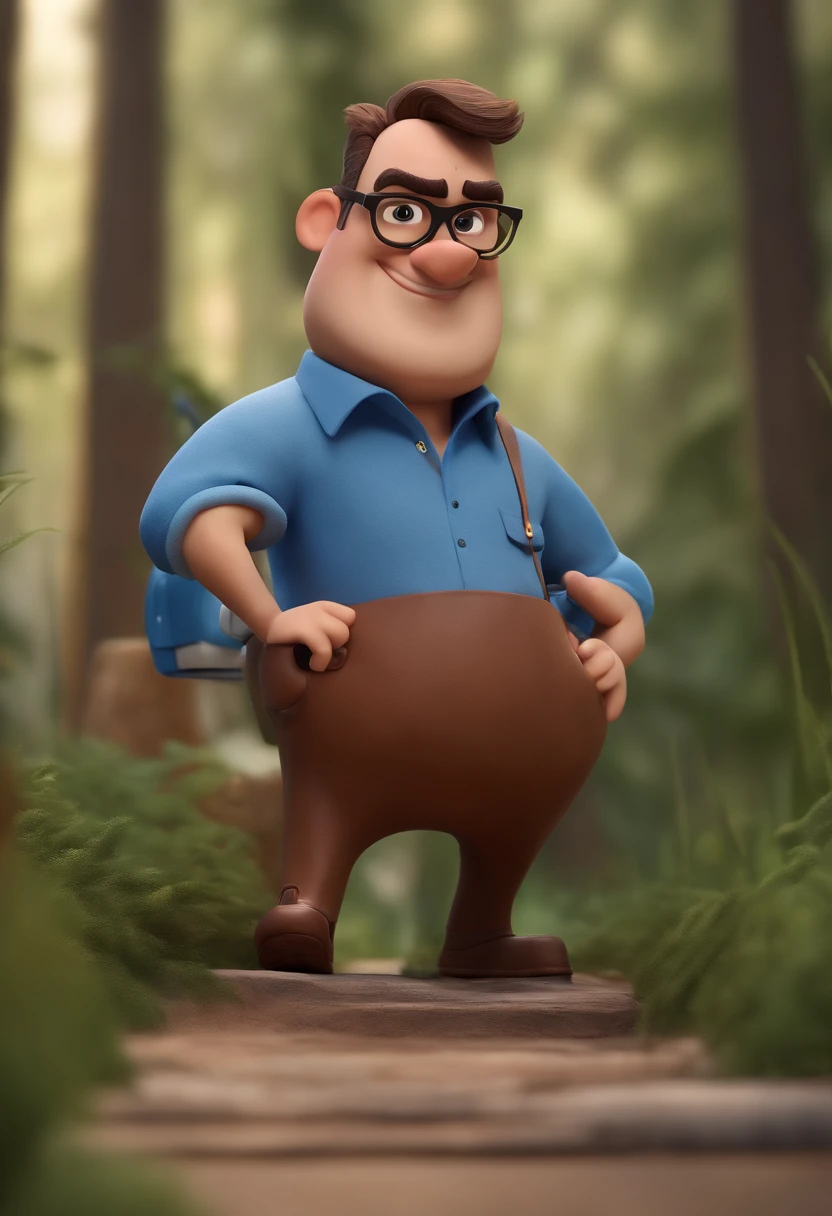 Cartoon character of a man with black glasses and a blue shirt, animation character, Caractere estilizado, animation style rendering, 3D estilizado, Arnold Maya render, 3 d render stylized, toon render keyshot, Personagem 3D, Personagem 3D, 3d rendering stylized, 3 d character render, personagem de desenho animado, Personagem de close up, Pose de personagem, (Estilo Pixar) (master part:1.2) (Bokeh) (best quality) (pele detalhada) (textura detalhada) (8k) (argila) (Cinematic lighting) (foco nítido