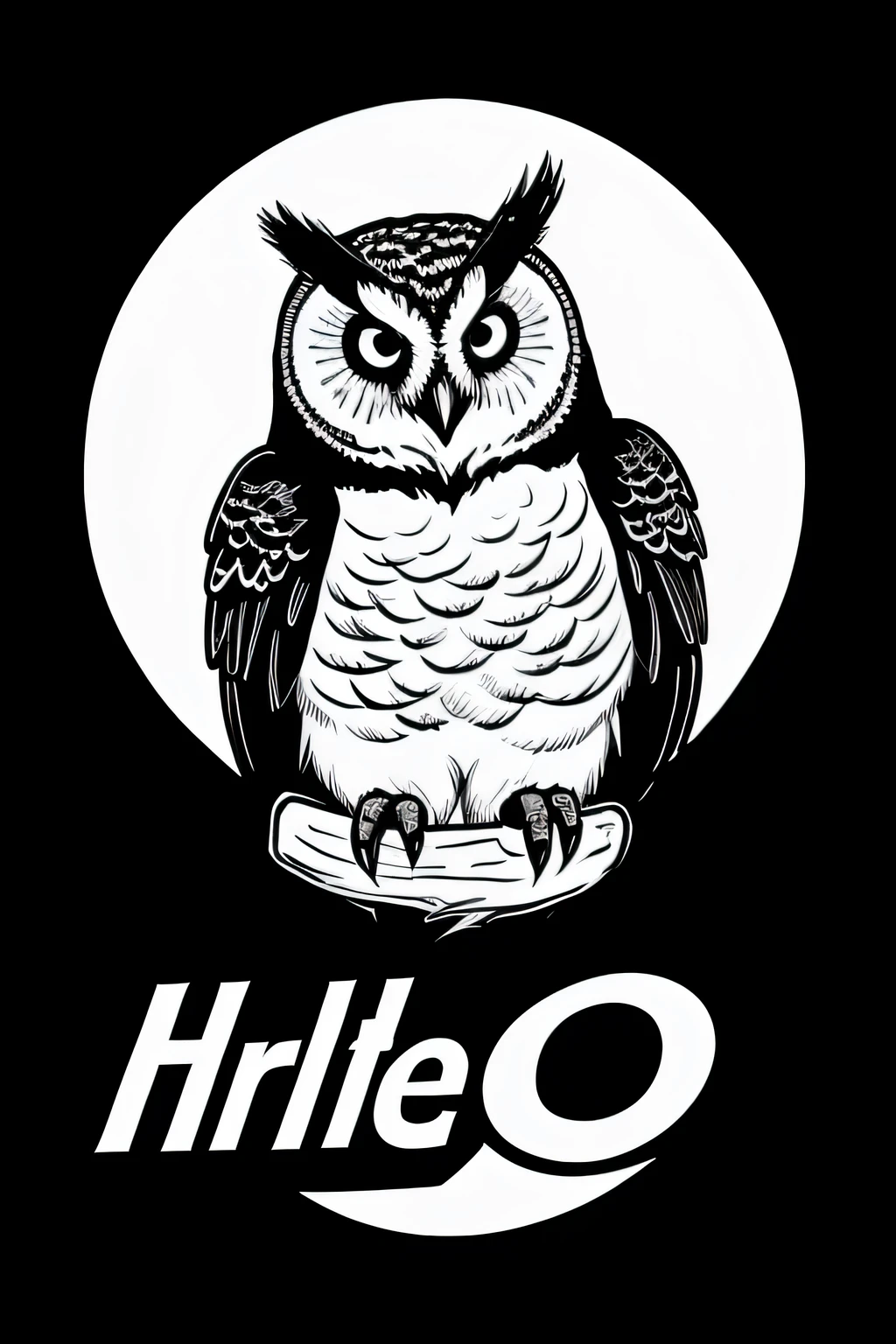 logo for school, black and white colors, owl