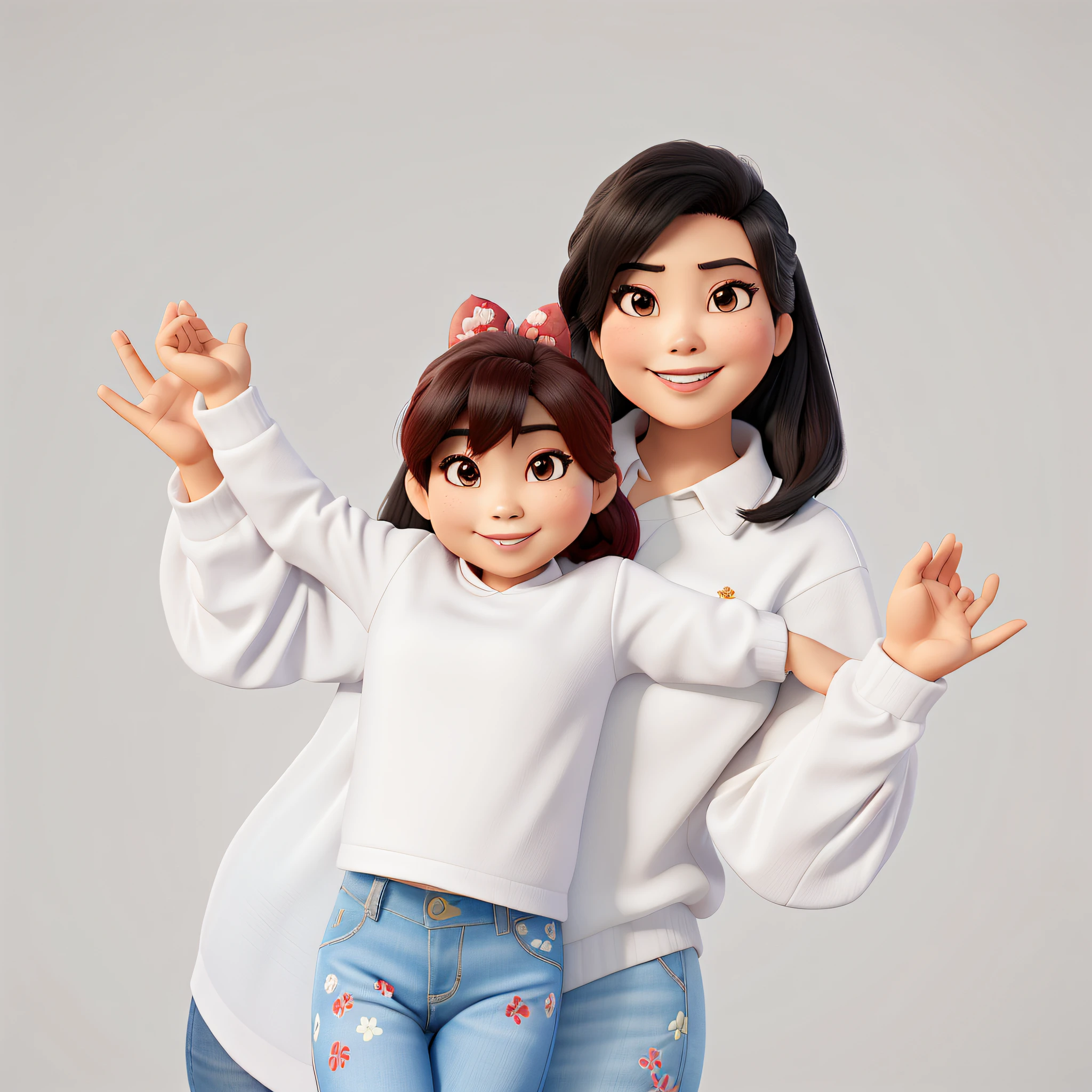 Asian mother and daughter in disney style, alta qualidade e melhor qualidade