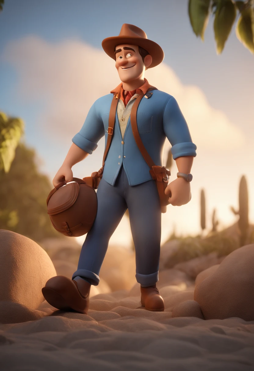 personagem dos desenhos animados de um homem com camisa azul, animation character, Caractere estilizado, animation style rendering, 3D estilizado, Arnold Maya render, 3 d render stylized, toon render keyshot, Personagem 3D, Personagem 3D, 3d rendering stylized, 3 d character render, personagem de desenho animado, Personagem de close up, Pose de personagem, (Estilo Pixar) (master part:1.2) (Bokeh) (best quality) (pele detalhada) (textura detalhada) (8k) (argila) (Cinematic lighting) (foco nítido
