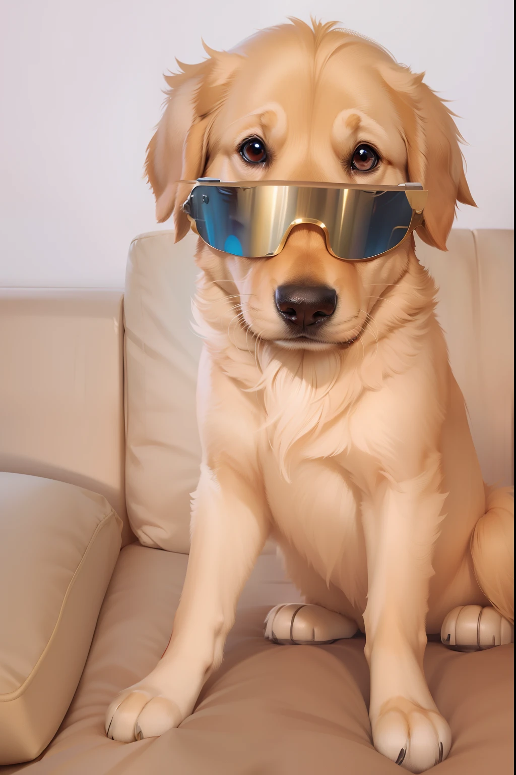 Golden Retriever Blonde Soft Hair Confident Eyes Smart Dog Poster Disney Pixar Style