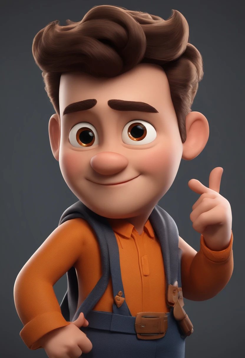 personagem dos desenhos animados de um homem Branco, uma camisa preta, olhos castanhos, animation character, Caractere estilizado, animation style rendering, 3D estilizado, Arnold Maya render, 3 d render stylized, toon render keyshot, Personagem 3D, Personagem 3D, 3d rendering stylized, 3 d character render, personagem de desenho animado, Personagem de close up, Pose de personagem,  (Estilo Pixar) (master part:1.2) (Bokeh) (best quality) (pele detalhada) (textura detalhada) (8k) (argila) (Cinematic lighting) (foco nítido