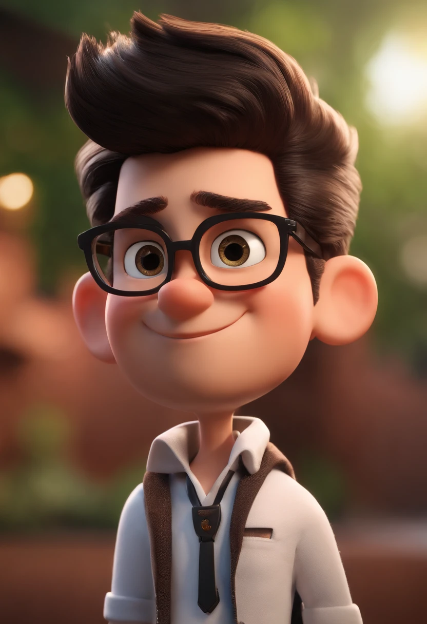 Cartoon character of a cool boy with black stylish hair wear white shirt, he hold a pen, animation character, animation style rendering, 3D estilizado,  render, 3d render stylized, toon render keyshot, Personagem 3D, Personagem 3D, 3d rendering stylized, 3 d character render, personagem de desenho animado, Personagem de close up, Pose de personagem,  (Estilo Pixar) (master part:1.2) (Bokeh) (best quality) (pele detalhada) (textura detalhada) (8k) (argila) (Cinematic lighting) (foco nítido