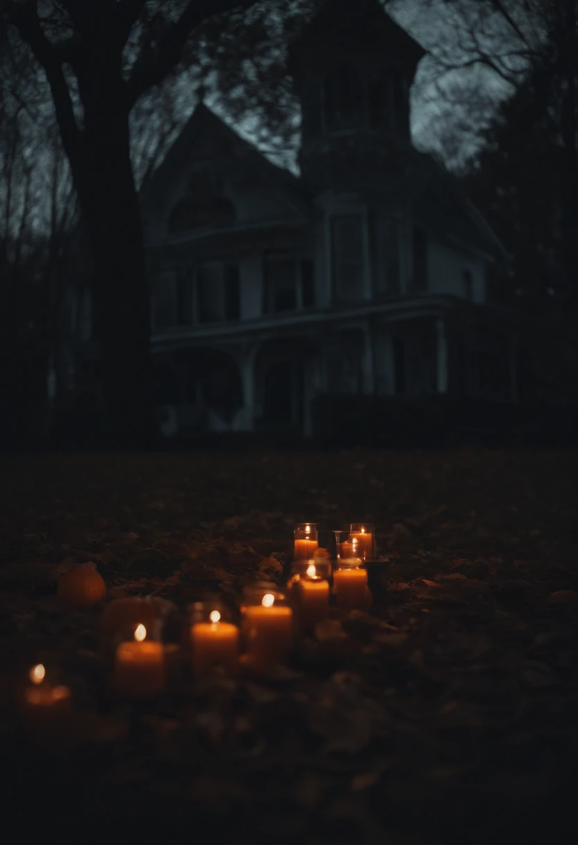 black and white gothic paint of a ghostly apparition in a dim sits at a candle-lit table <lora:GothicPoe:1>