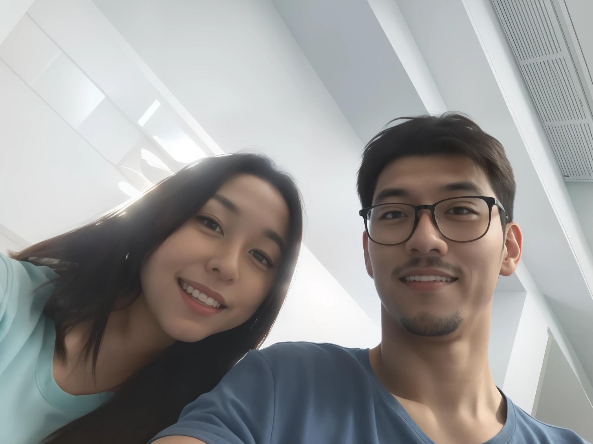 there is a man and a woman taking a selfie together, Fotografia Selfie 8k, iphone Selfie, both smiling for the camera, Selfie apaixonada, imagem de qualidade muito baixa, foto de perfil, Selfie, foto Selfie, selfie shot straight on angle, Retrato tirado 8 K, Selfie do instagram, Selfie!!!!!, foto do perfil, dessaturados!!, Roomies