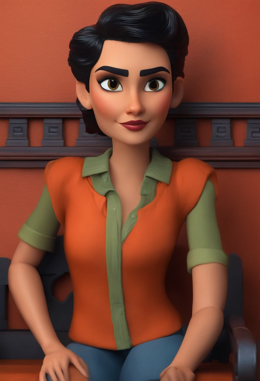 Criar um personagem no estilo pixar dentro de um jaleco. personagem morena