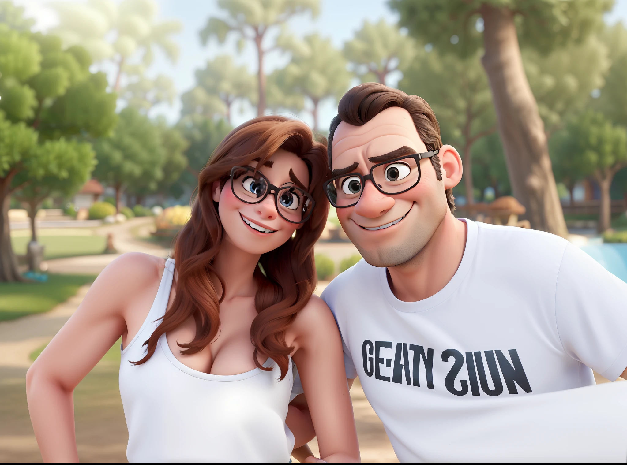 A couple in great quality and definition in the style of Disney pixar