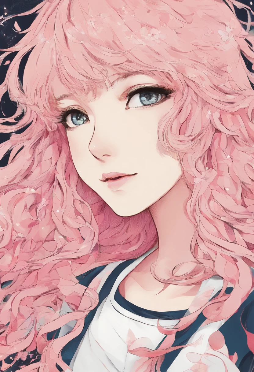 A girl with pink hair and blue eyes is staring at the camera - SeaArt AI
