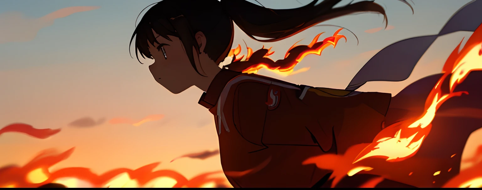 Girl running through flames、profile