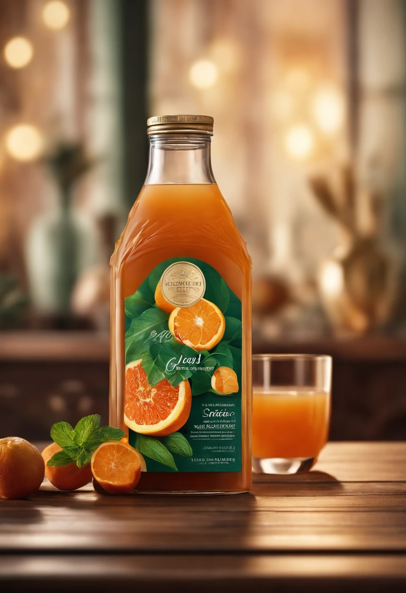 Creee une publicité sur lieu de vente donc un socle pour une marque de jus au gingembre en mettant en avant la couleur le dynamique des formes organique