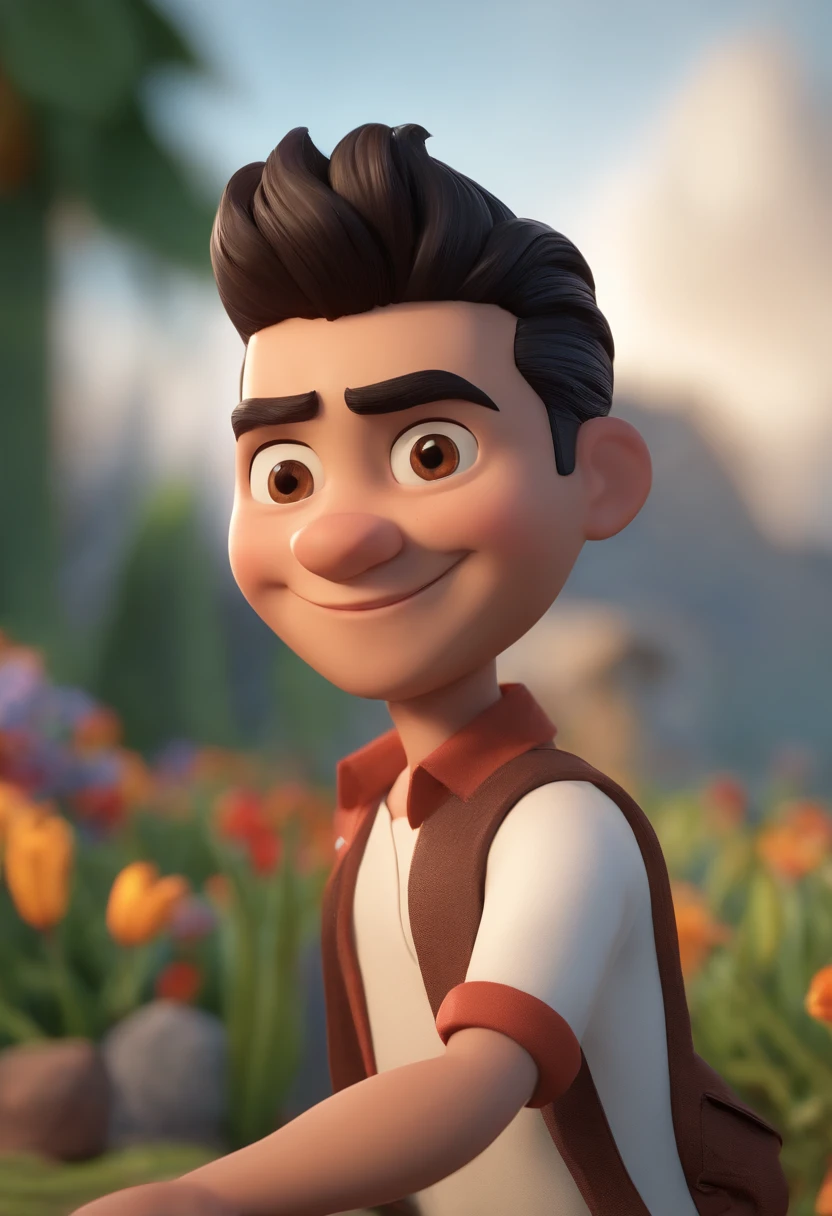 Cartoon character of a cool boy with black hair, wear a white shirt, animation character, Caractere estilizado, animation style rendering, 3D estilizado, Arnold Maya render, 3 d render stylized, toon render keyshot, Personagem 3D, Personagem 3D, 3d rendering stylized, 3 d character render, personagem de desenho animado, Personagem de close up, Pose de personagem, (Estilo Pixar) (master part:1.2) (Bokeh) (best quality) (pele detalhada) (textura detalhada) (8k) (argila) (Cinematic lighting) (foco nítido