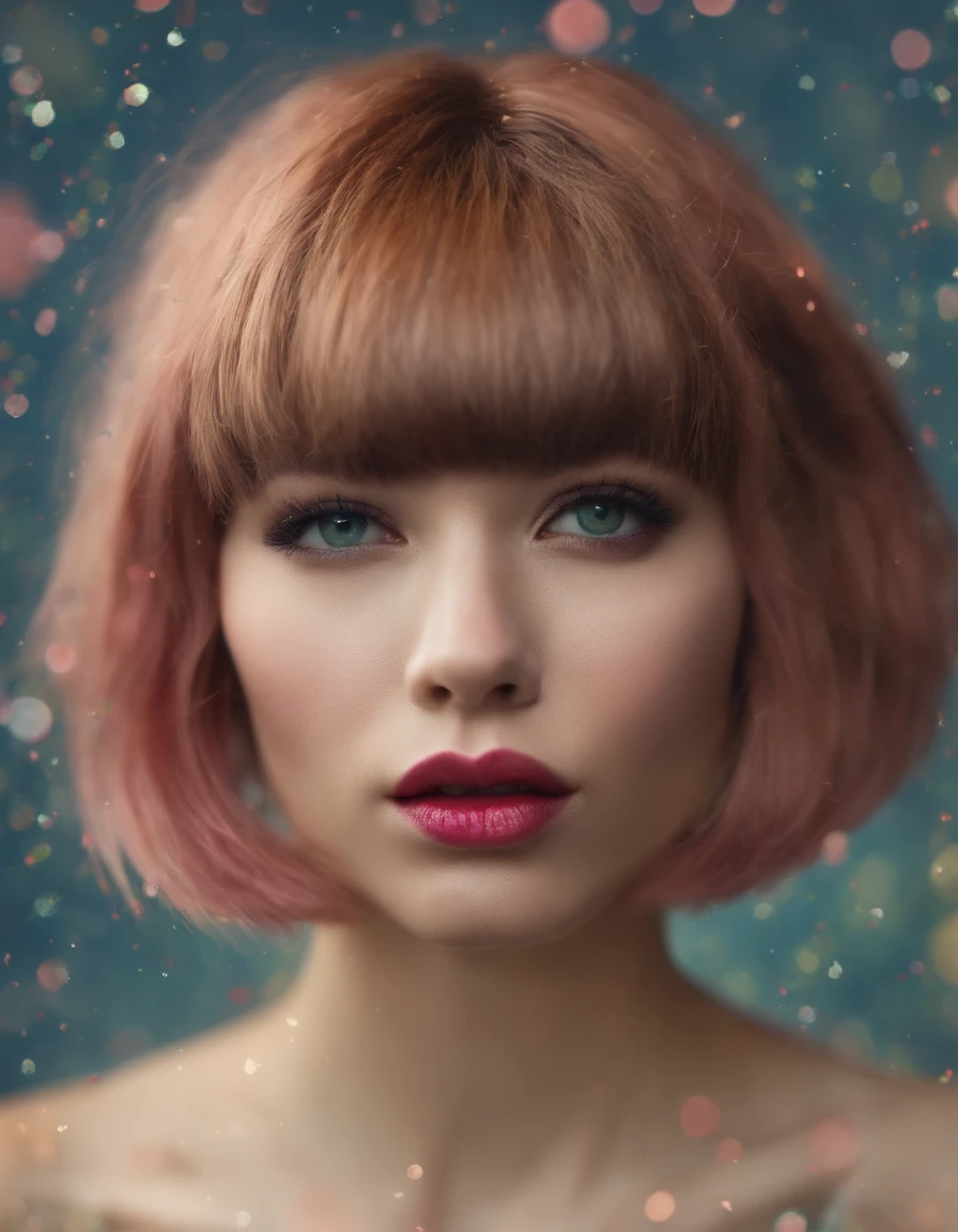 Top quality, Photorealistic, 8K, High definition, 1 girl, woman, (Sexy pose: 1.9, exposure: 1.9, ), Gorgeous, (: 1.8), naked, nude, (Short hair: 2, Bob: 2, Parted bangs: 1.6), Watch viewer, (1 Girl's Eyes: 1.6), Photorealistic, (Bokeh), (Floating hair, Lips, Open mouth: 1.43), Gorgeous, PureErosFace_V1:1,