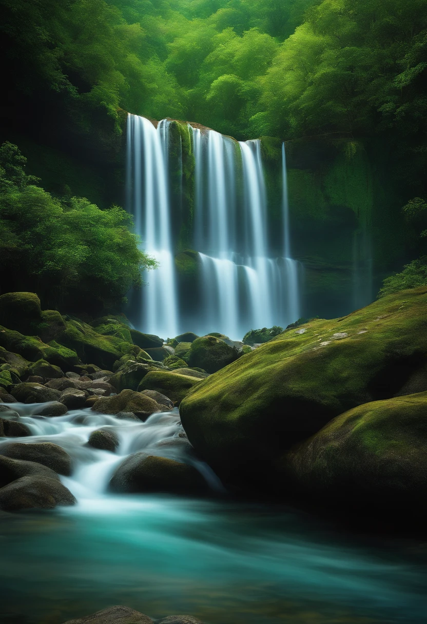 (Paisagem Pixel): cachoeira, obra-prima, melhor qualidade, ultra-detalhado, alta resolução, dynamic compositing, beautiful pixel art scenery, cores contrastantes, soft-lighting, ambiente vibrante.
