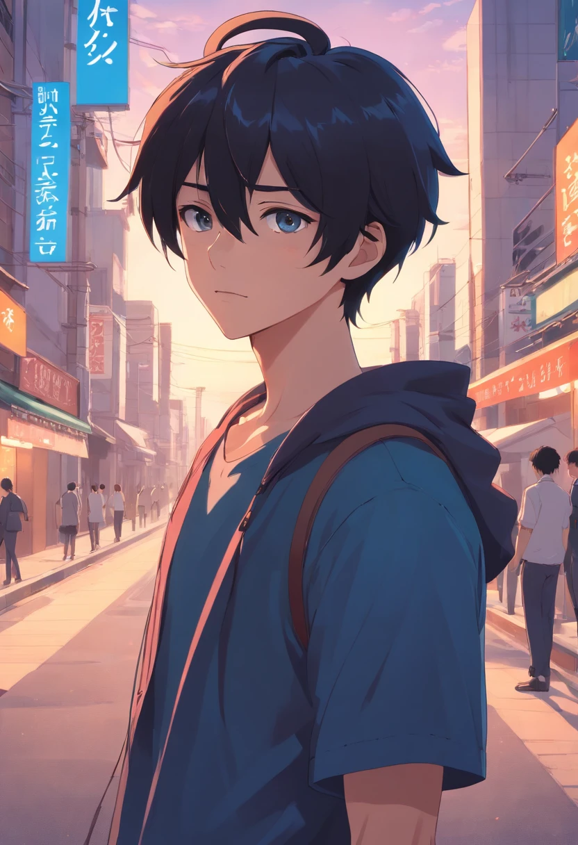 Anime boy poses for photo with black hair and black shirt, handsome guy in demon killer art, Handsome anime pose, Anime handsome man, Male anime style, High Quality Anime Art Style, Delicate androgynous prince, Beautiful androgynous prince, High-quality fanart, high quality portrait, Guviz-style artwork, realistic anime artstyle