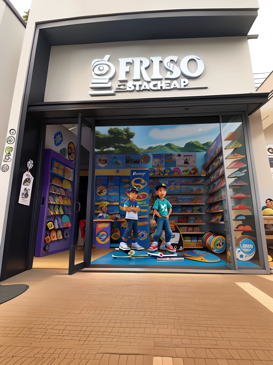 desenho estilo pixar, skateshop