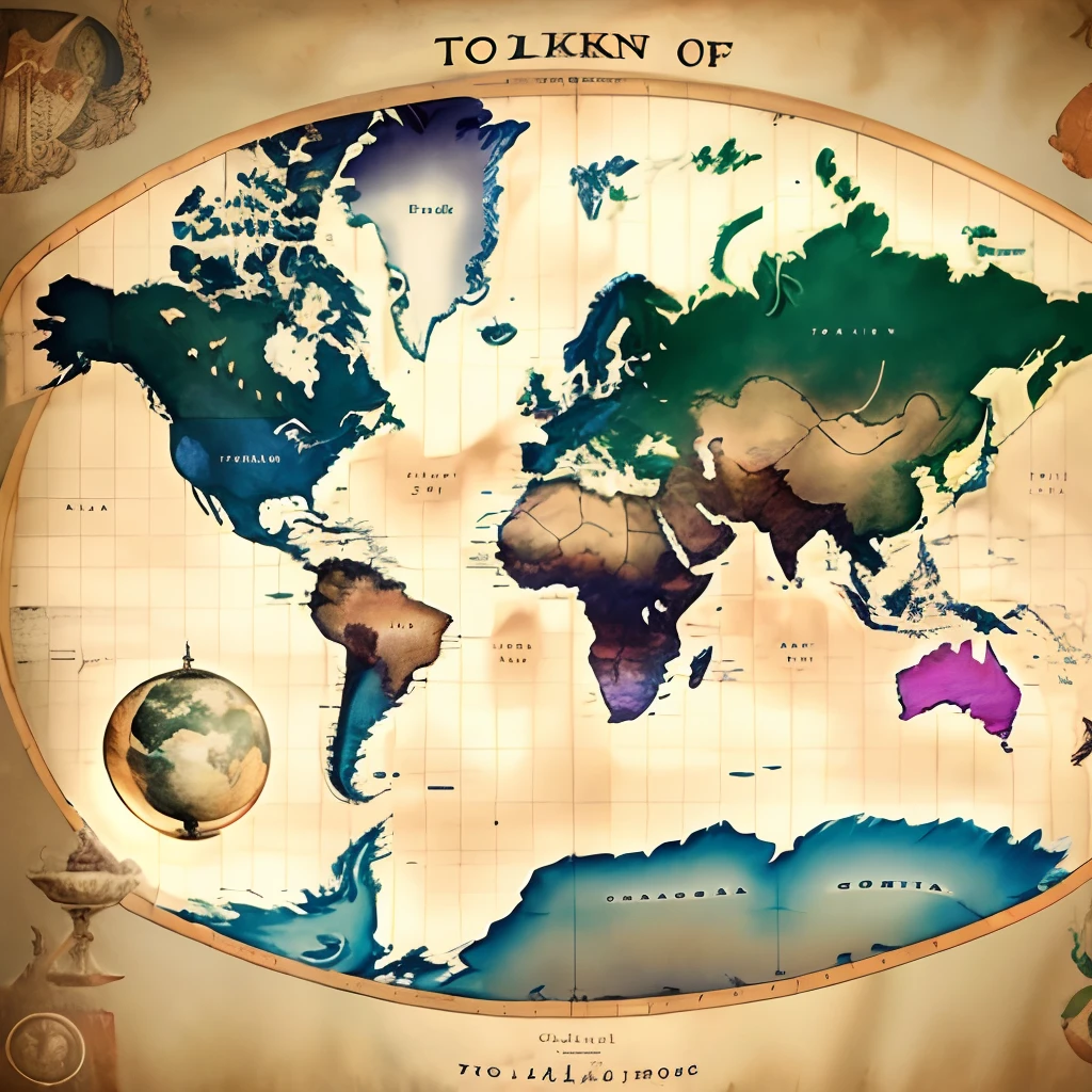 Map of the world in the style of tolkin