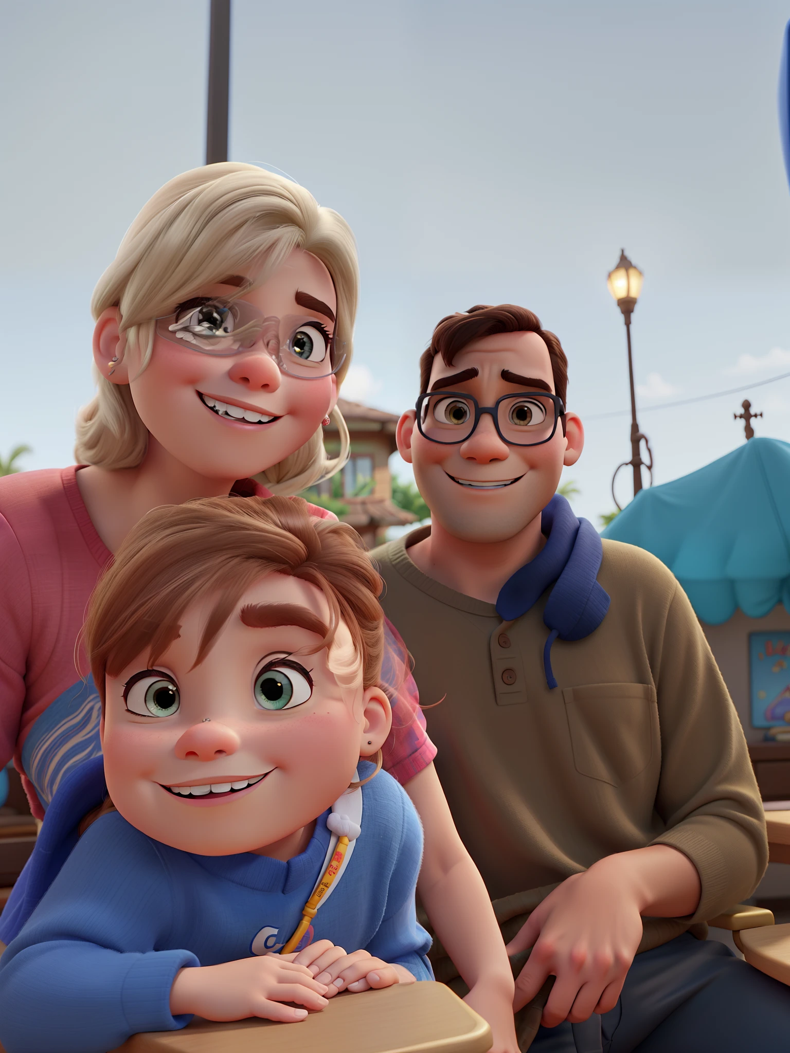 A Disney Pixar-style family, alta qualidade, melhor qualidade