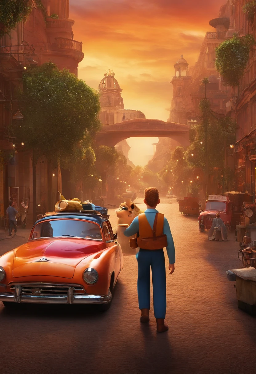 filme Oppenheimer 2023 estilo filmes Pixar, Com nome "Maneira de se conectar", poster, with credits