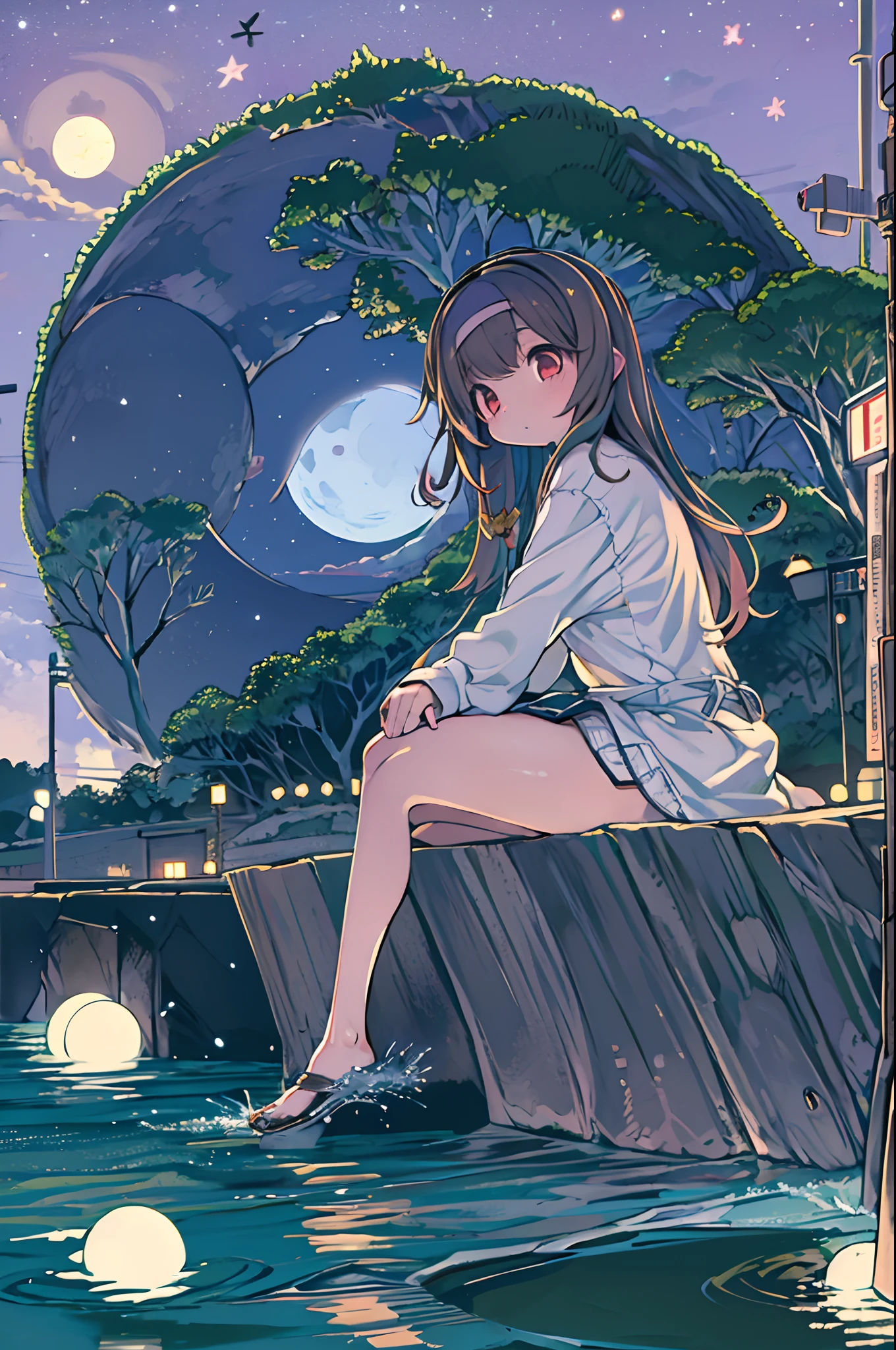 Girl on the water、Under the full moon、Night