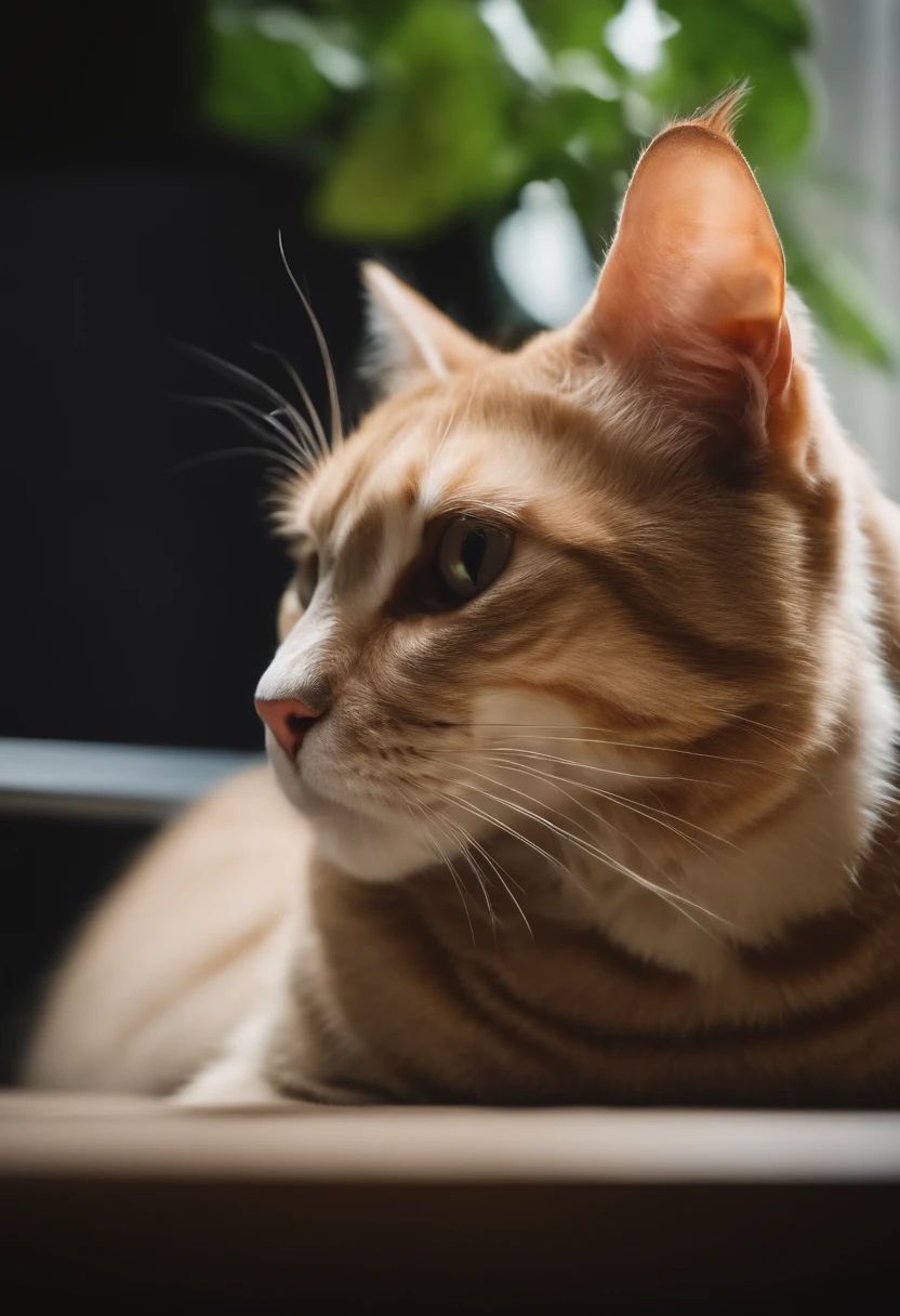 Cat holding its head in front of the PC