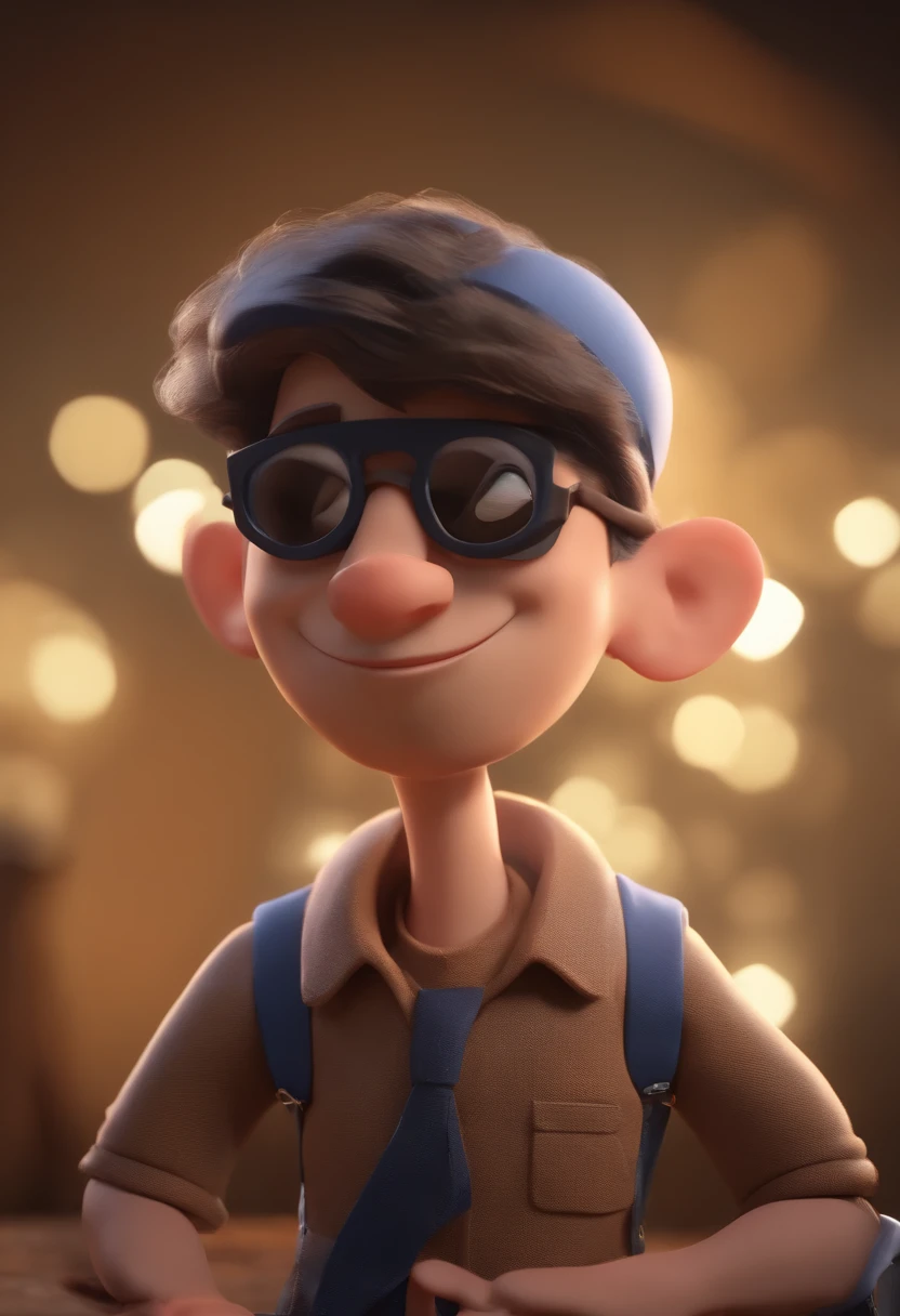 personagem dos desenhos animados de um homem de 32 anos,  jovem e uma camisa preta, sapatos pretos, animation character, PHOTOGRAPHER Stylized Character, animation style rendering, 3D estilizado, Arnold Maya render, 3 d render stylized, toon render keyshot, Personagem 3D, Personagem 3D, 3d rendering stylized, 3 d character render, personagem de desenho animado, Personagem de close up, Pose de personagem,  (Estilo Pixar) (master part:1.2) (Bokeh) (best quality) (pele detalhada) (textura detalhada) (8k) (argila) (Cinematic lighting) (foco nítido