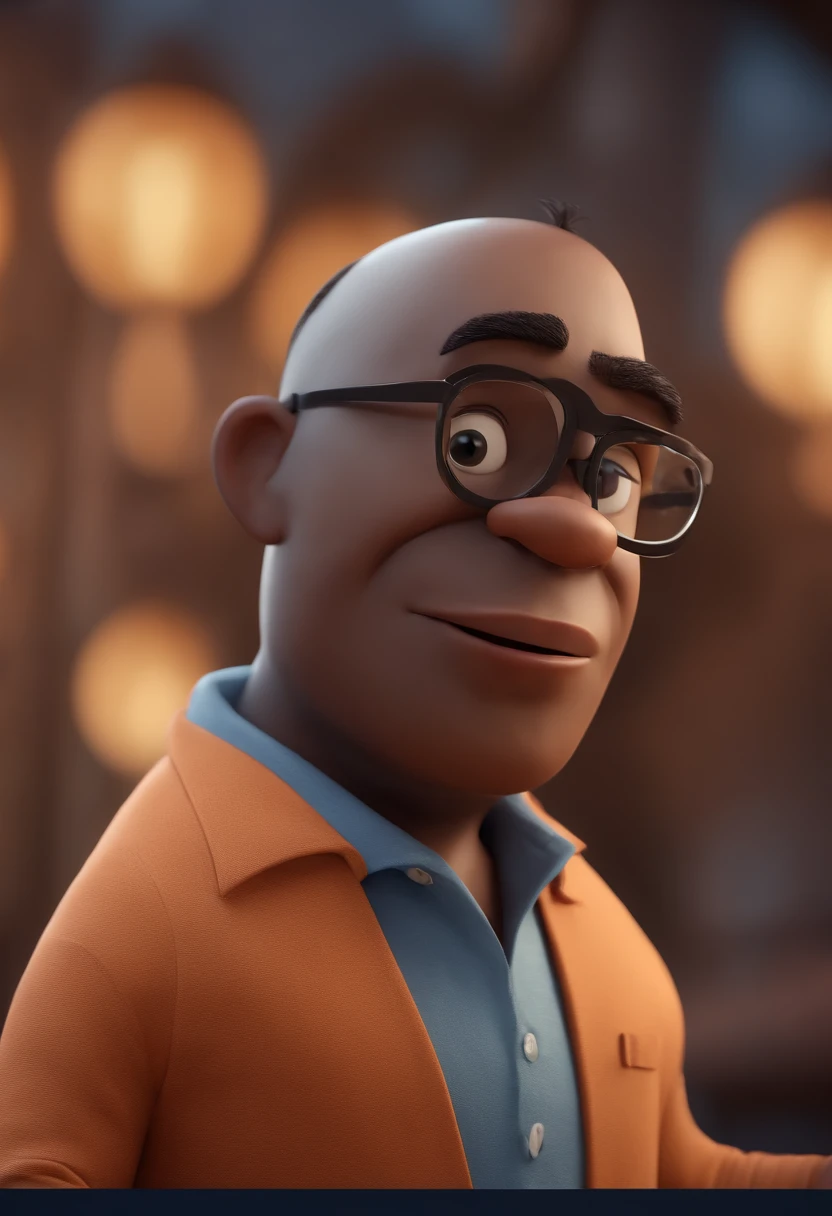 Cartoon character of a man with black glasses and a blue shirt, animation character, Caractere estilizado, animation style rendering, 3D estilizado, Arnold Maya render, 3 d render stylized, toon render keyshot, Personagem 3D, Personagem 3D, 3d rendering stylized, 3 d character render, personagem de desenho animado, Personagem de close up, Pose de personagem, (Estilo Pixar) (master part:1.2) (Bokeh) (best quality) (pele detalhada) (textura detalhada) (8k) (argila) (Cinematic lighting) (foco nítido