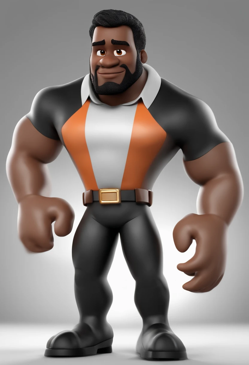 personagem dos desenhos animados de um homem negro com cabelo nudred curto, com barba curta altura 1,84m, Weight 115 kg using an Apple mobile phone in animation, Caractere estilizado, animation style rendering, 3D estilizado, Arnold Maya render, 3 d render stylized, toon render keyshot, Personagem 3D, Personagem 3D, 3d rendering stylized, 3 d character render, personagem de desenho animado, Personagem de close up, Pose de personagem,  (Estilo Pixar) (master part:1.2) (Bokeh) (best quality) (pele detalhada) (textura detalhada) (8k) (argila) (Cinematic lighting) (foco nítido