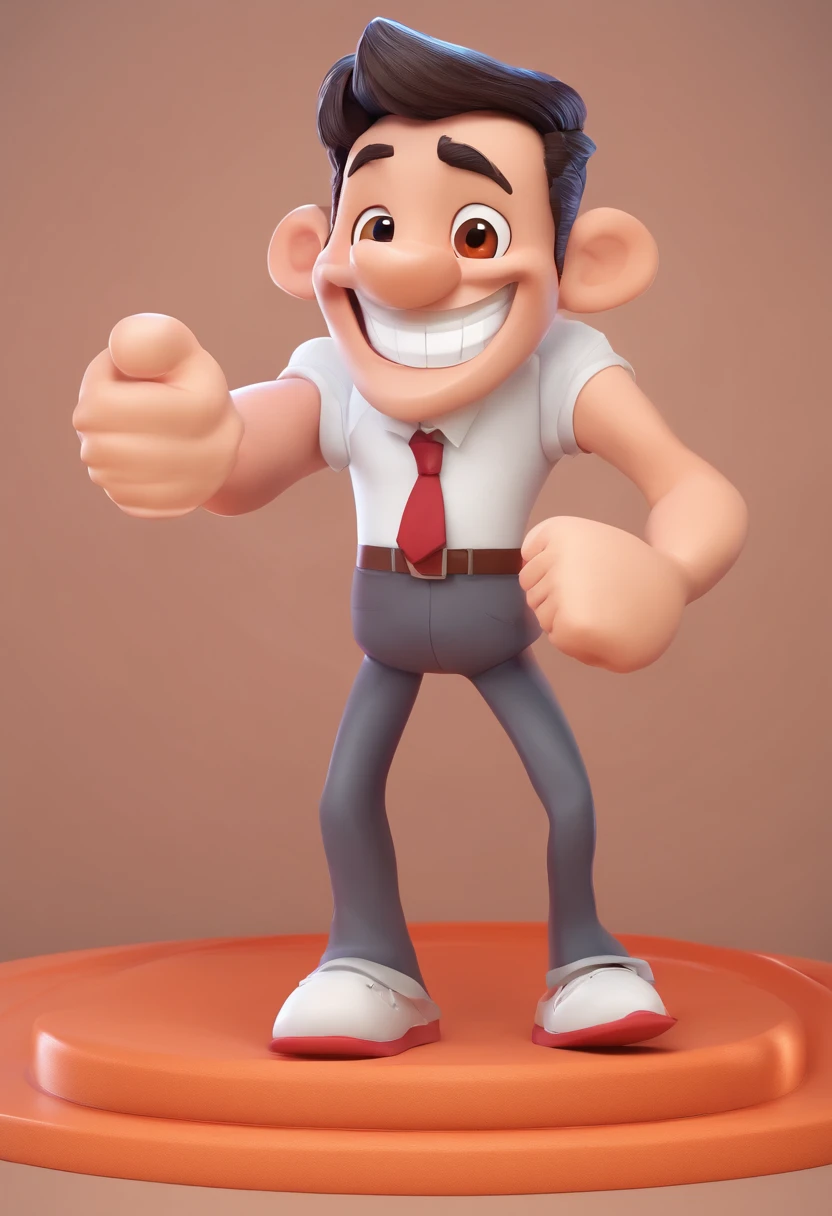 Smiling Man Illustration, sorriso insano, Homem de pele marrom com um sorriso gigante, happily smiling at the camera, sorriso atrevido, he's smiling, sorriso muito grande, Macho sorridente, foto de perfil headshot, rindo sorriso enorme, desenhando no estilo de Arte 3D, c4d, fundo de cor branco puro, estilo disney, estilo pixar render ilustracao Super Detalhe, 8k