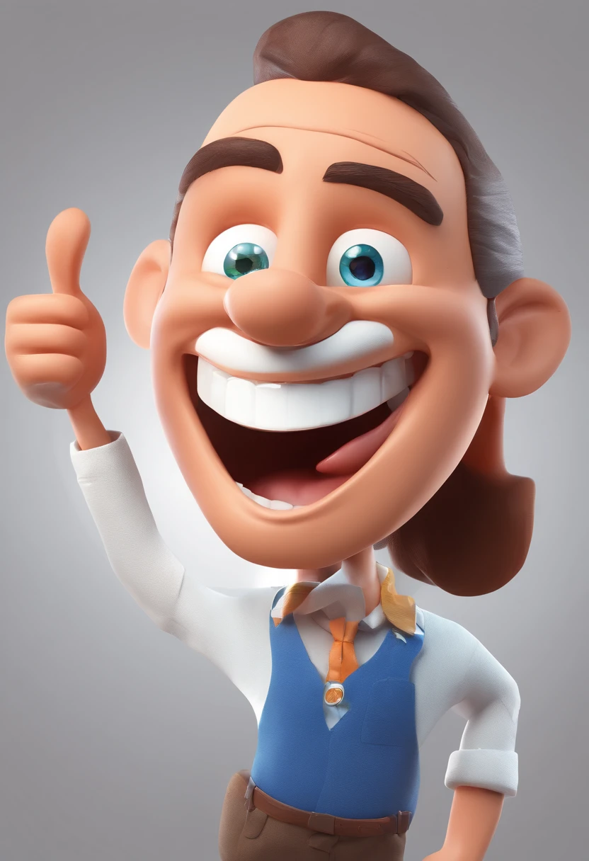 Smiling Man Illustration, sorriso insano, Homem de pele marrom com um sorriso gigante, happily smiling at the camera, sorriso atrevido, he's smiling, sorriso muito grande, Macho sorridente, foto de perfil headshot, rindo sorriso enorme, desenhando no estilo de Arte 3D, c4d, fundo de cor branco puro, estilo disney, estilo pixar render ilustracao Super Detalhe, 8k